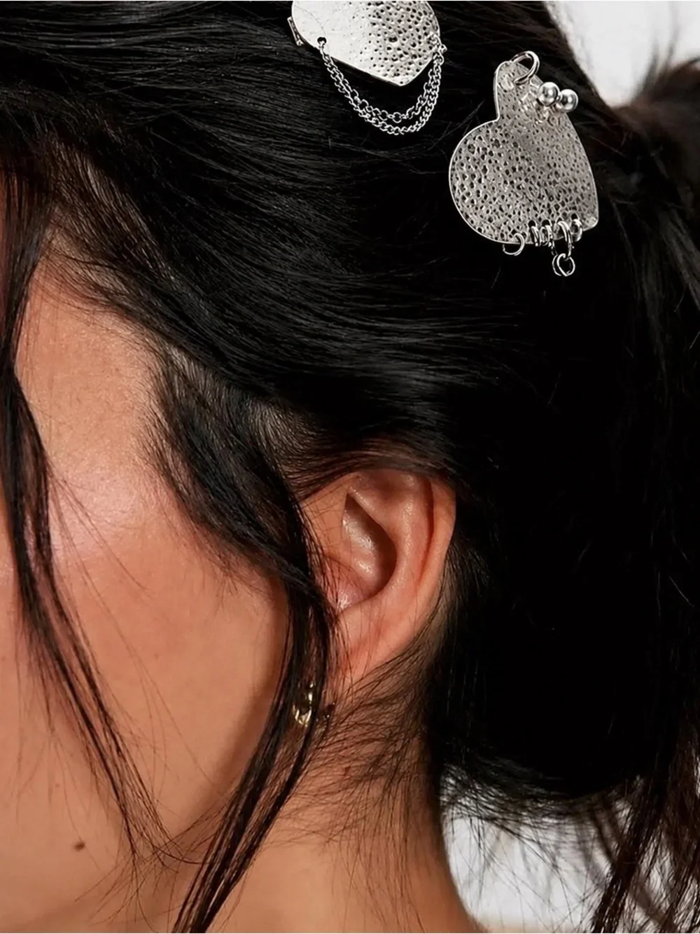 Free People Piercing My Heart Barrette Set Silver New With Tags